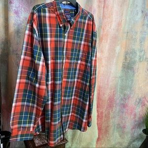 📌Chaps Easy Care Red, Green, White Plaid Button Down Shirt